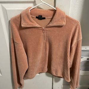light pastel pink Corduroy quarter zip